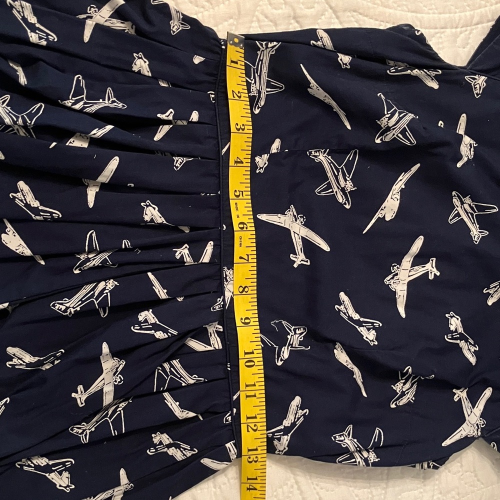 Vintage Modcloth Emily and Fin Airplane/Jet/Planes/Air Force Navy Cotton Dress - Picture 7 of 11